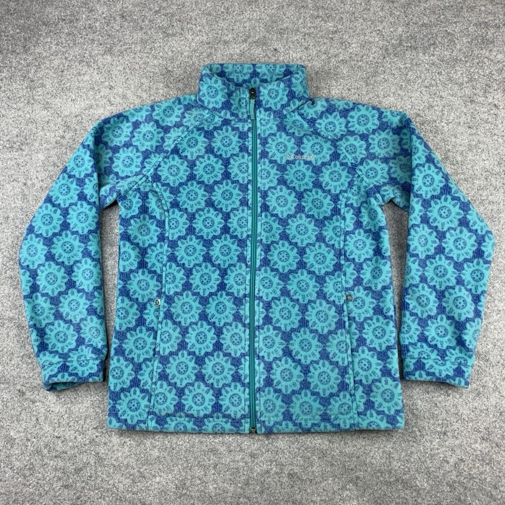 Columbia Girls Size XL (18/20) Teal Fleece Zip Up Jacket Sweatshirt